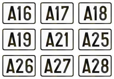 Belçika'da kullanılan numaralı otoyol kalkanlar topluluğu