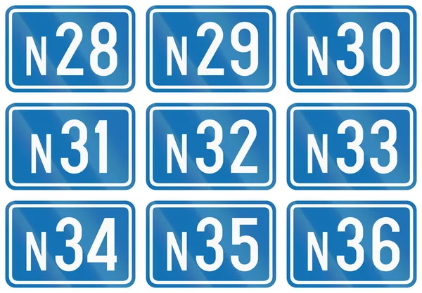 Recogida de los escudos de carretera federales utilizados en Bélgica — Foto de Stock