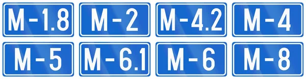 Colección de señales de tráfico magistrales numeradas en Bosnia y Herzegovina — Foto de Stock