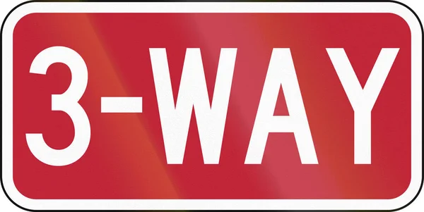 Znak drogowy używany w Stanach Zjednoczonych stanu Delaware - 3-way — Zdjęcie stockowe