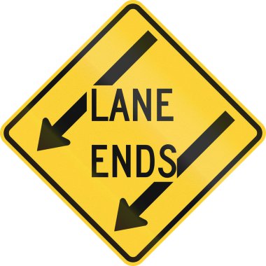 Yol işaret Delaware eyalet ABD'de kullanılan - Lane uyarı işareti biter