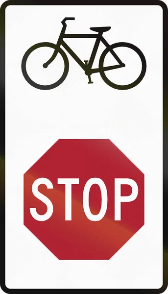 Segnaletica stradale utilizzata nello stato americano del Delaware - Stop per i ciclisti — Foto Stock