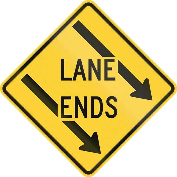 Sinal de estrada usado no estado norte-americano de Delaware - Lane termina sinal de aviso — Fotografia de Stock