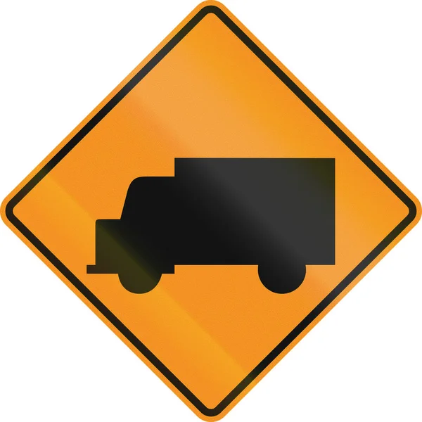 Stany Zjednoczone Mutcd znak drogowy - samochody ciężarowe — Zdjęcie stockowe