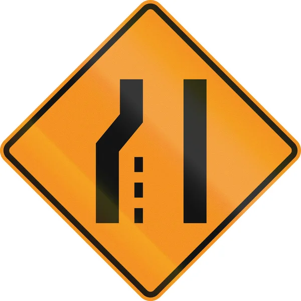 Stany Zjednoczone Mutcd znak drogowy - droga zwęża — Zdjęcie stockowe