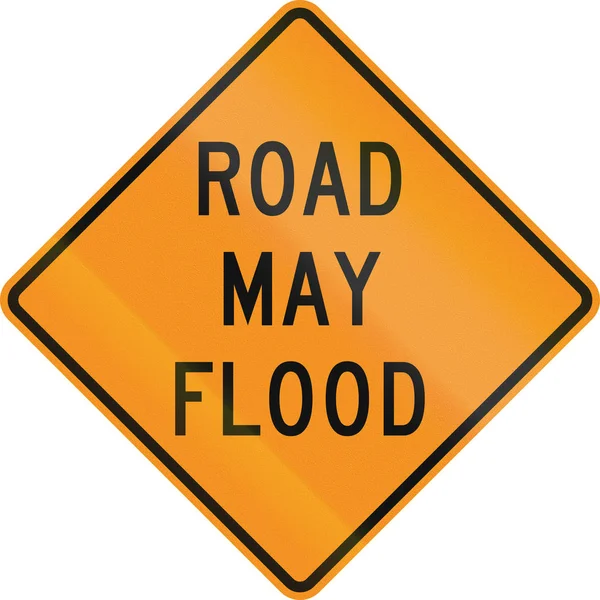 Stany Zjednoczone Mutcd znak drogowy - droga może zalać — Zdjęcie stockowe