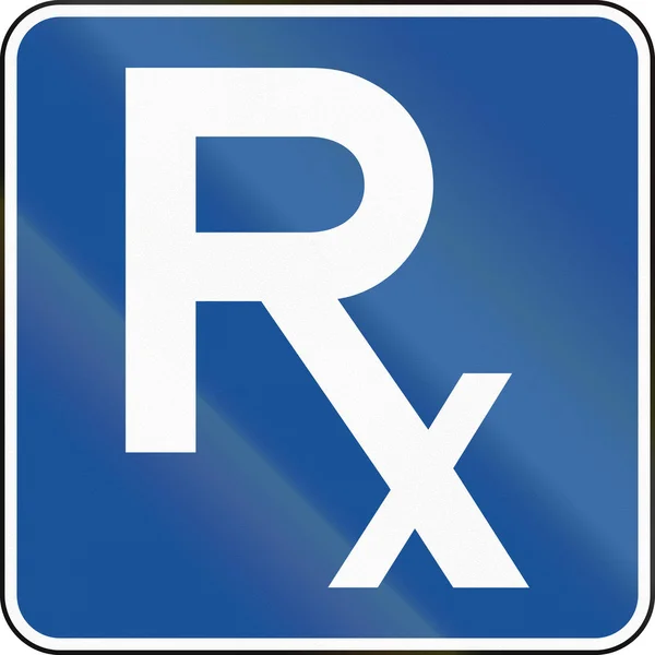 United States MUTCD road road sign - 24 hour pharmacy — Stock Photo, Image