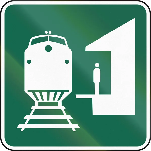Estados Unidos MUTCD sinal de estrada - Estação ferroviária — Fotografia de Stock