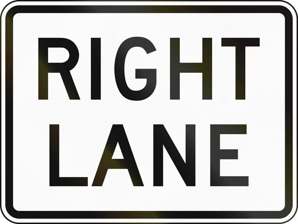 United States MUTCD road sign - Right lane — Stock Photo, Image