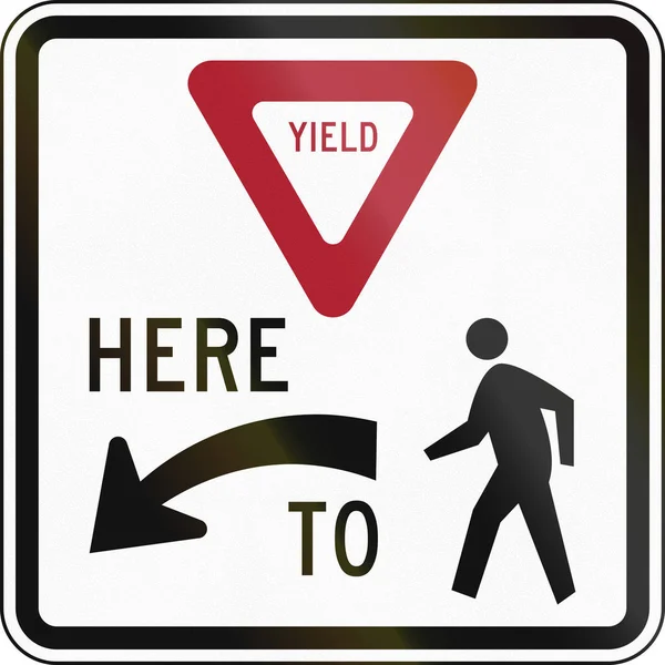 Сполучені Штати Mutcd регуляторних дорожній знак - тут поступатися пішоходам — стокове фото