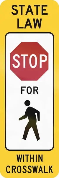 Verenigde Staten Mutcd crosswalk verkeersbord - stoppen voor voetgangers — Stockfoto
