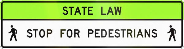 Spojené státy Mutcd přechod pro chodce dopravní značka - Stop pro chodce — Stock fotografie