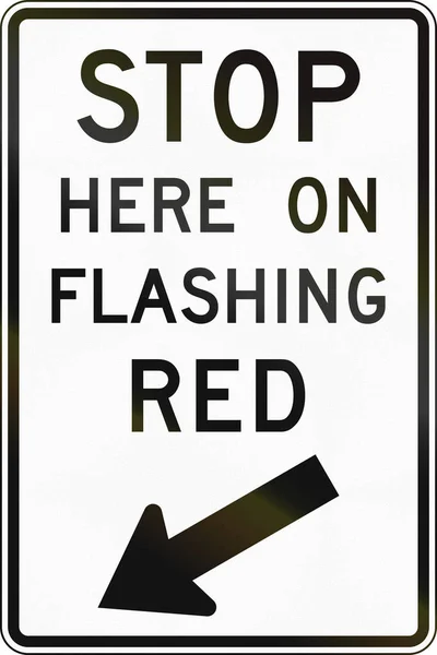 美国 Mutcd 道路标志-停止在这里上闪烁的红色 — 图库照片