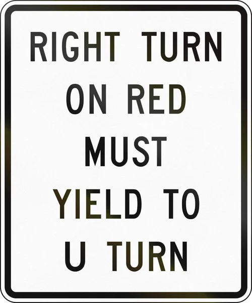 United States MUTCD road sign - Right turn on red must yield — Stock Photo, Image