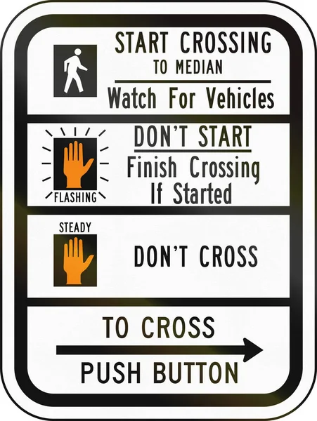 Stati Uniti MUTCD road sign - Istruzioni Crosswalk — Foto Stock