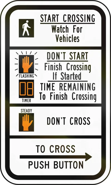 United States MUTCD road sign - Crosswalk instructions — Stock Photo, Image