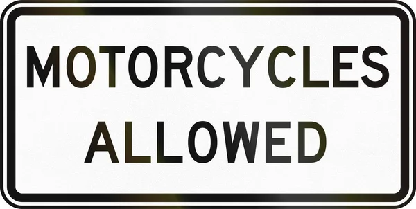 United States MUTCD regulatory road sign - Motorcycles allowed — Stock Photo, Image