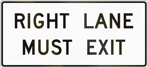 United States MUTCD road sign - Right lane must exit — Stock Photo, Image