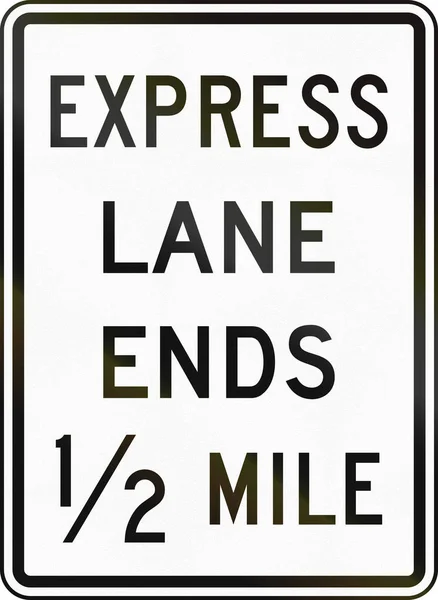 United States MUTCD road sign - Express lane ends — Stock Photo, Image