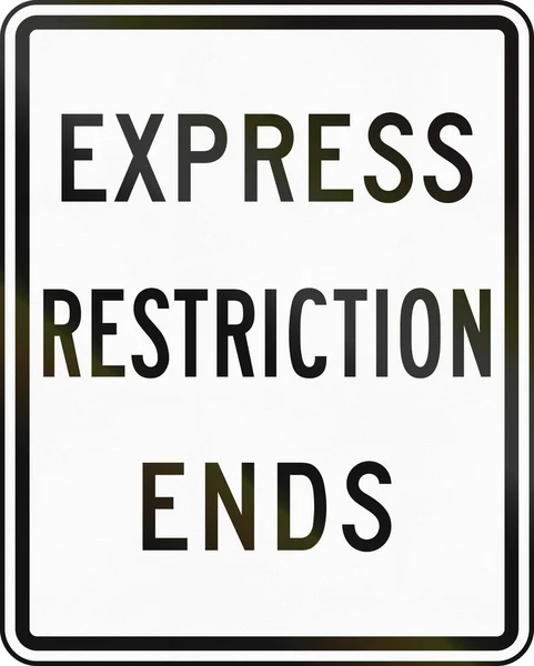 United States MUTCD road sign - Express restriction ends — Stock Photo, Image