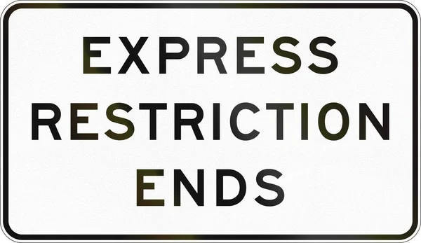 Stati Uniti MUTCD road sign - Esprimere restrizioni termina — Foto Stock