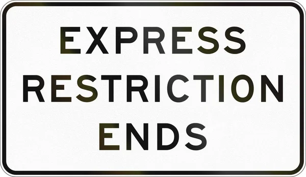 Señal de tráfico MUTCD de Estados Unidos - Termina la restricción expresa — Foto de Stock