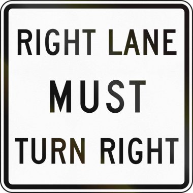 United States MUTCD regulatory road sign - Right lane must turn right clipart