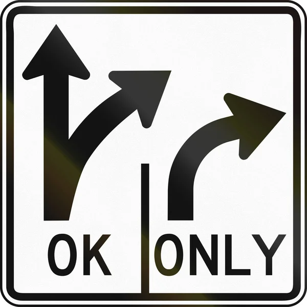 United States MUTCD road sign - Allowed turns on lanes — Stock Photo, Image