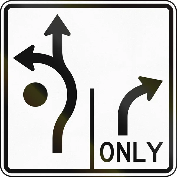 United States MUTCD road sign - Allowed turns on lanes — Stock Photo, Image