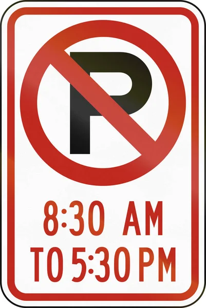 Señales de tráfico reguladoras MUTCD de Estados Unidos - No hay estacionamiento en horarios especificados — Foto de Stock