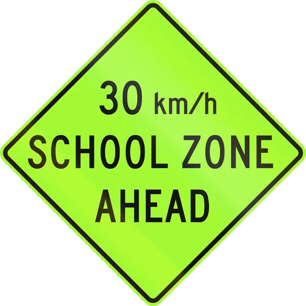 United States MUTCD school zone road warning sign - Speed limit ahead