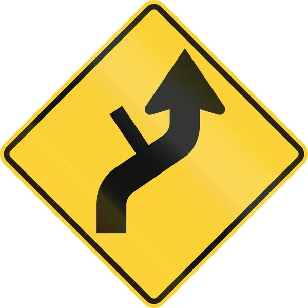 Stany Zjednoczone Mutcd ostrzeżenie znak drogowy - punkt przecięcia krzywej — Zdjęcie stockowe