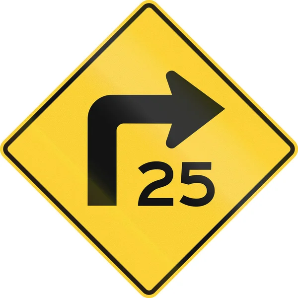 United States MUTCD road sign - Curva com limite de velocidade consultiva — Fotografia de Stock