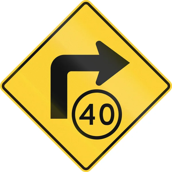 Stati Uniti MUTCD road sign - Curva con limite di velocità consultivo — Foto Stock