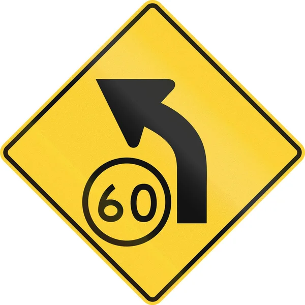 United States MUTCD road sign - Curva com limite de velocidade consultiva — Fotografia de Stock