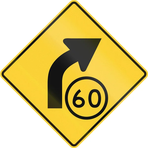 United States MUTCD road sign - Curva com limite de velocidade consultiva — Fotografia de Stock