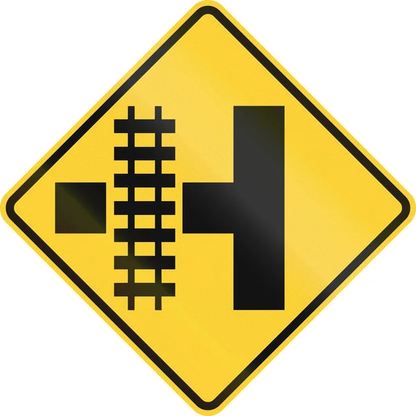 United States MUTCD road sign - Level crossing and intersection — Stock Photo, Image