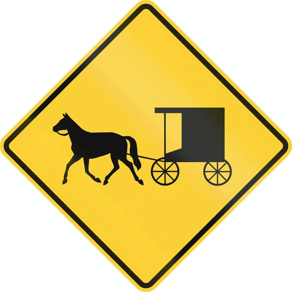 Señal de advertencia MUTCD de Estados Unidos - Cruce de carruaje tirado por caballos —  Fotos de Stock