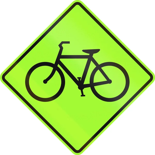 United States MUTCD warning road sign - Bicicletas — Fotografia de Stock