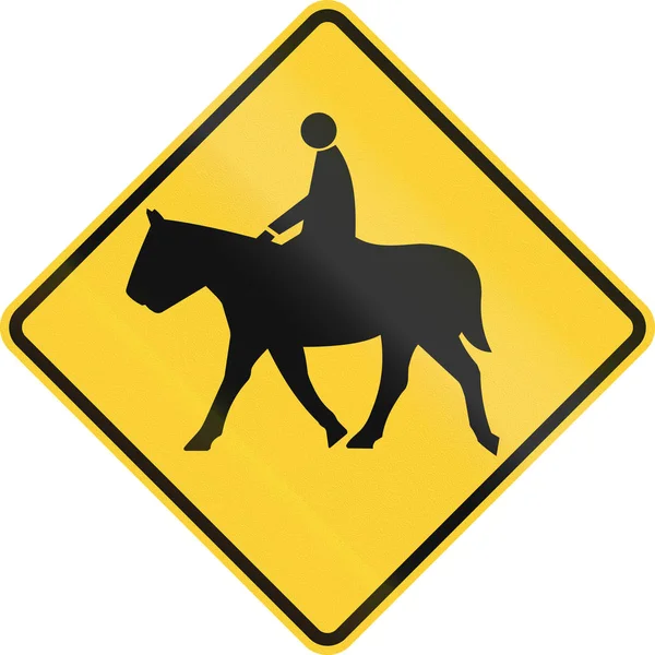 Verenigde Staten Mutcd waarschuwing verkeersbord - Paardensport Overstekende — Stockfoto