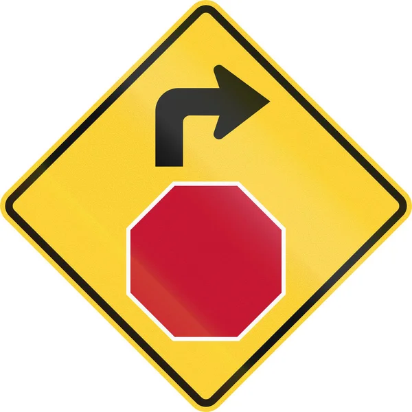 United States non-MUTCD-compliant road sign - Stop ahead — Stock Photo, Image