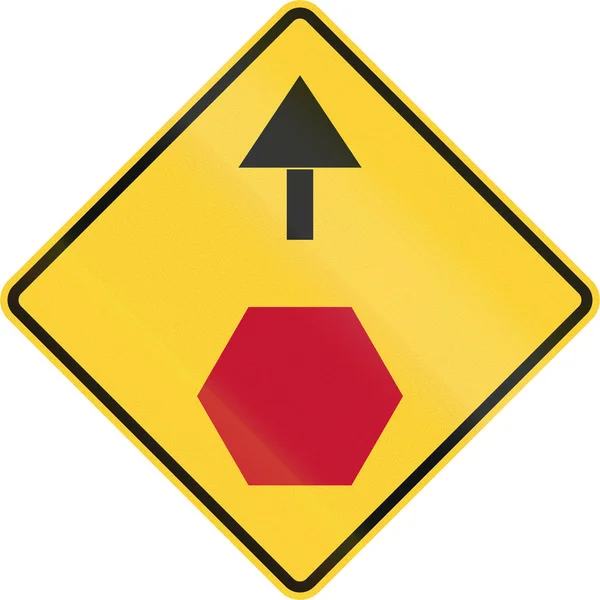 Panneau routier non conforme aux normes MUTCD des États-Unis - Arrêtez-vous devant — Photo