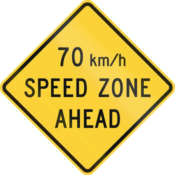 Сполучені Штати Mutcd попередження про дорожній знак - 70 Kmh зони вперед — стокове фото