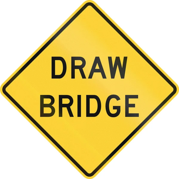Señal de carretera de advertencia MUTCD de los Estados Unidos - Dibujar puente — Foto de Stock