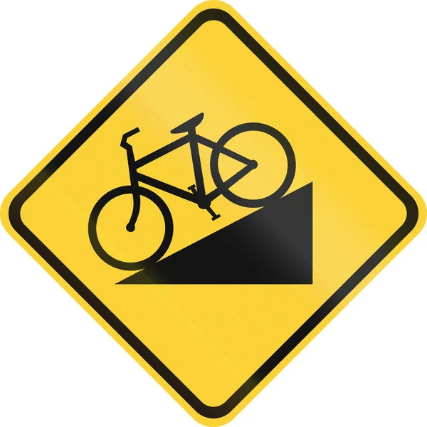 Stany Zjednoczone Mutcd znak drogowy - strome zejście do rowerów — Zdjęcie stockowe