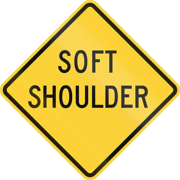 United States MUTCD warning road sign - Soft shoulder — Stock Photo, Image