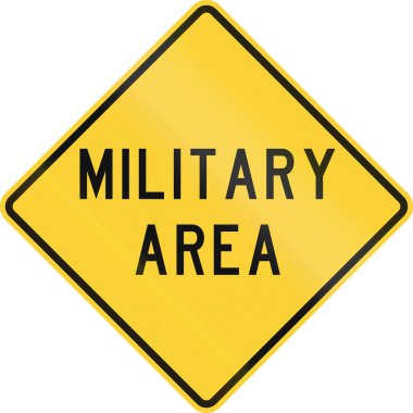 Road sign used in the US state of Texas - Military area clipart