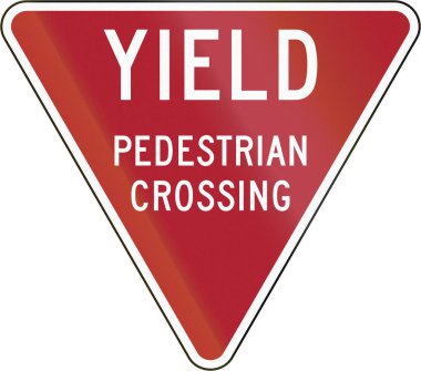 Yield To Pedestrian Crossing sign in the United States clipart