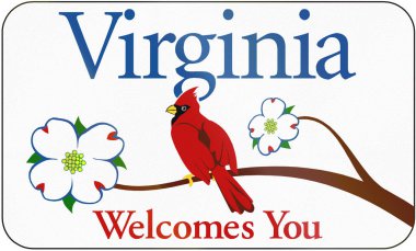 Road sign used in the US state of Virginia - Virginia welcomes you clipart