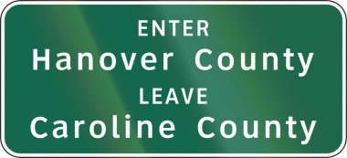 Yol işaret ABD'de Virginia devlet - İlçe sınırları kullanılır.